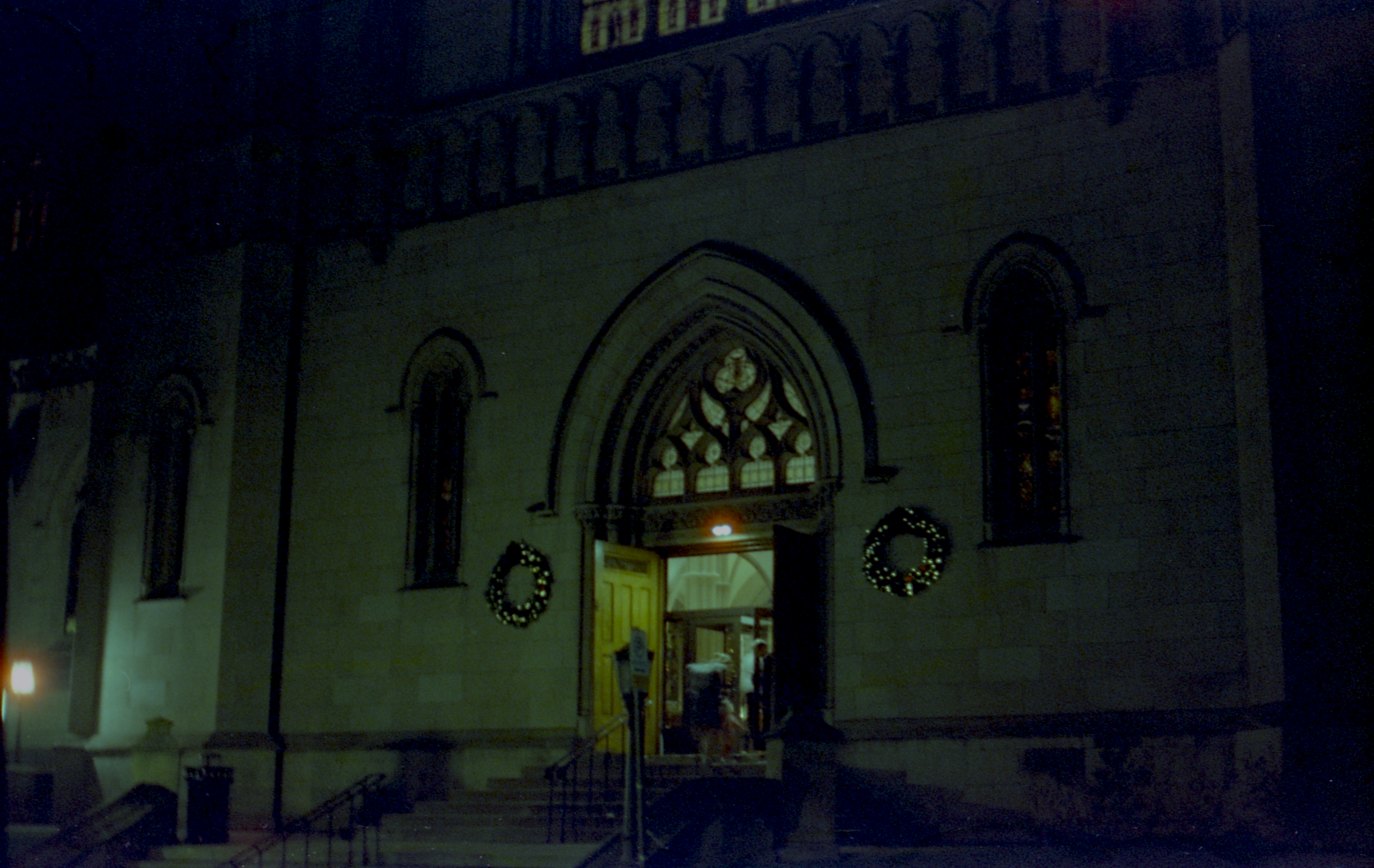 Under exposed photo of the church near CMU.