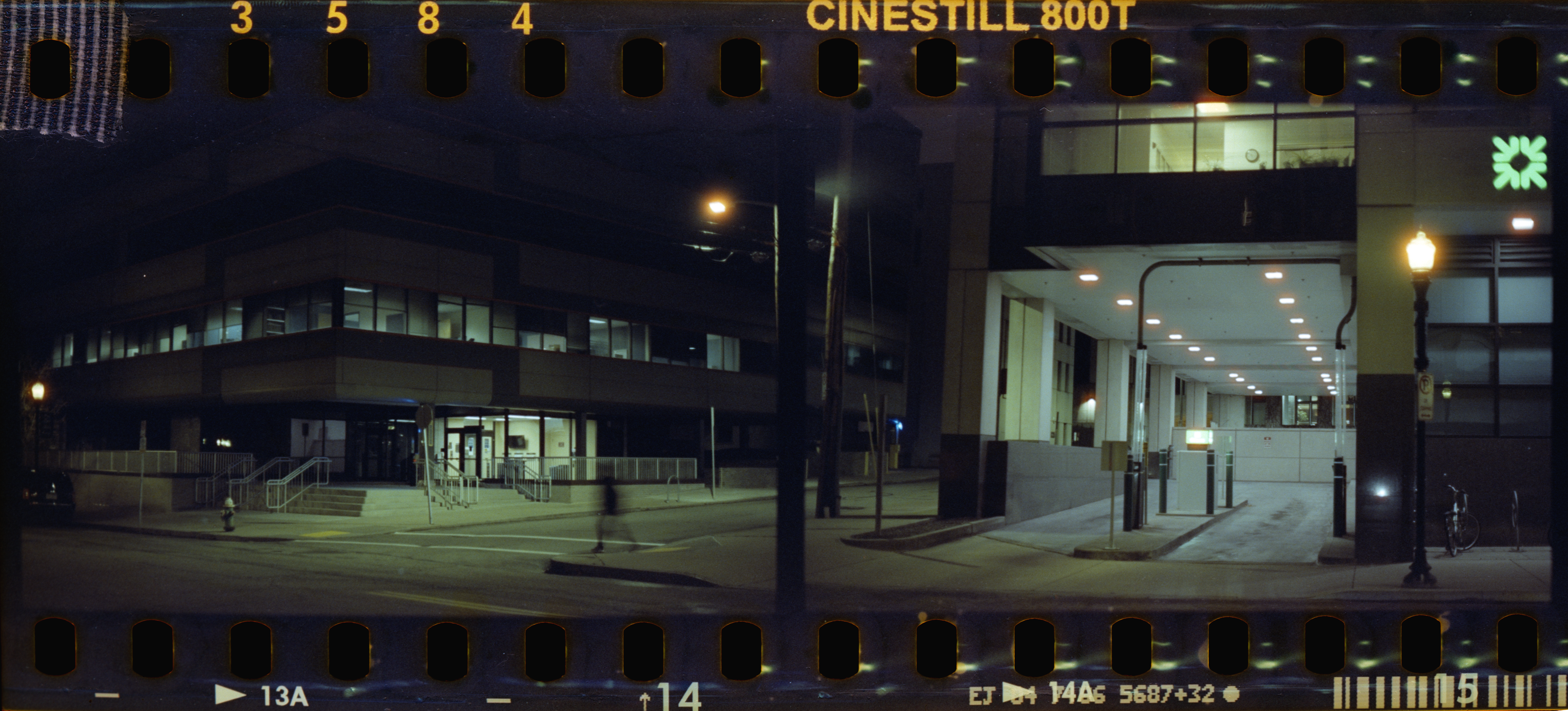 Two Photos together of the bank near CMU.